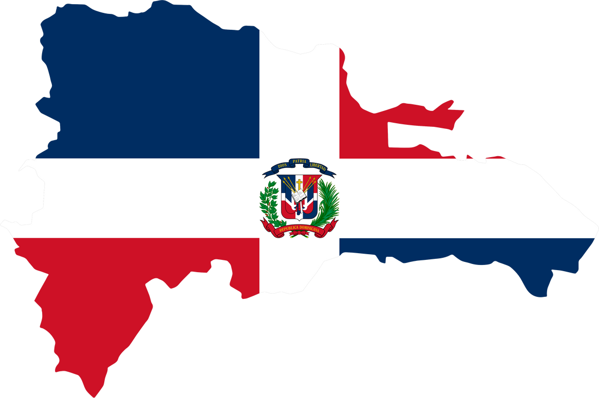 Dominican Republic flag on map on transparent  background